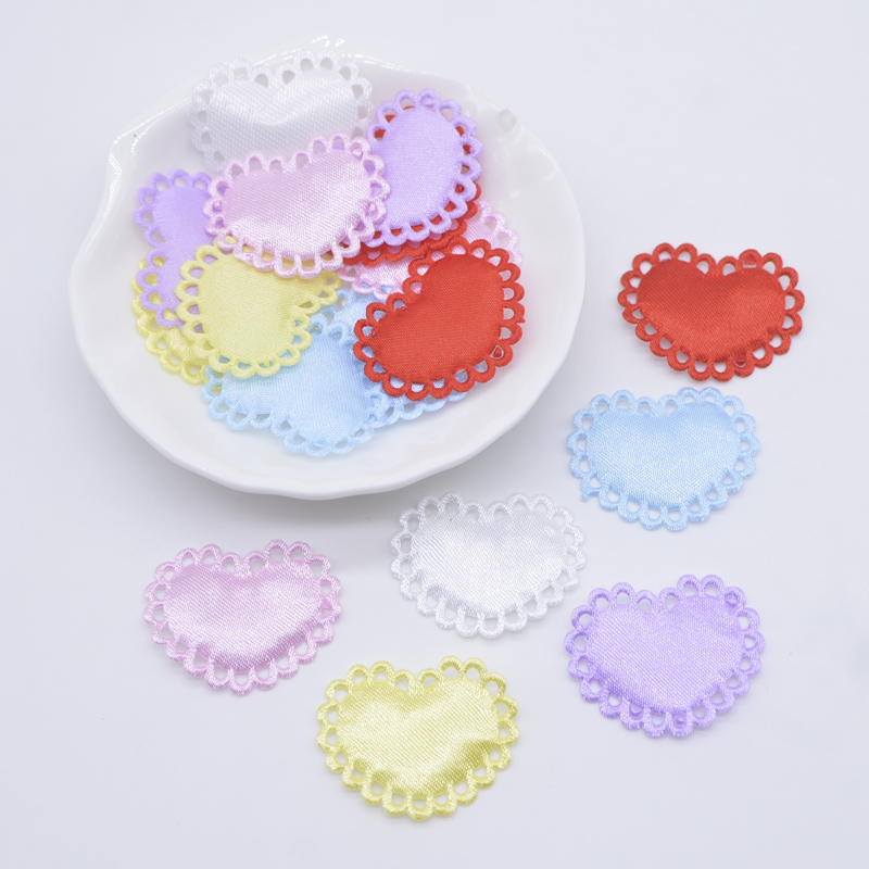Wedding Superstar - 50Pcs 29*24mm 심장 헝겊 패딩 Applique
