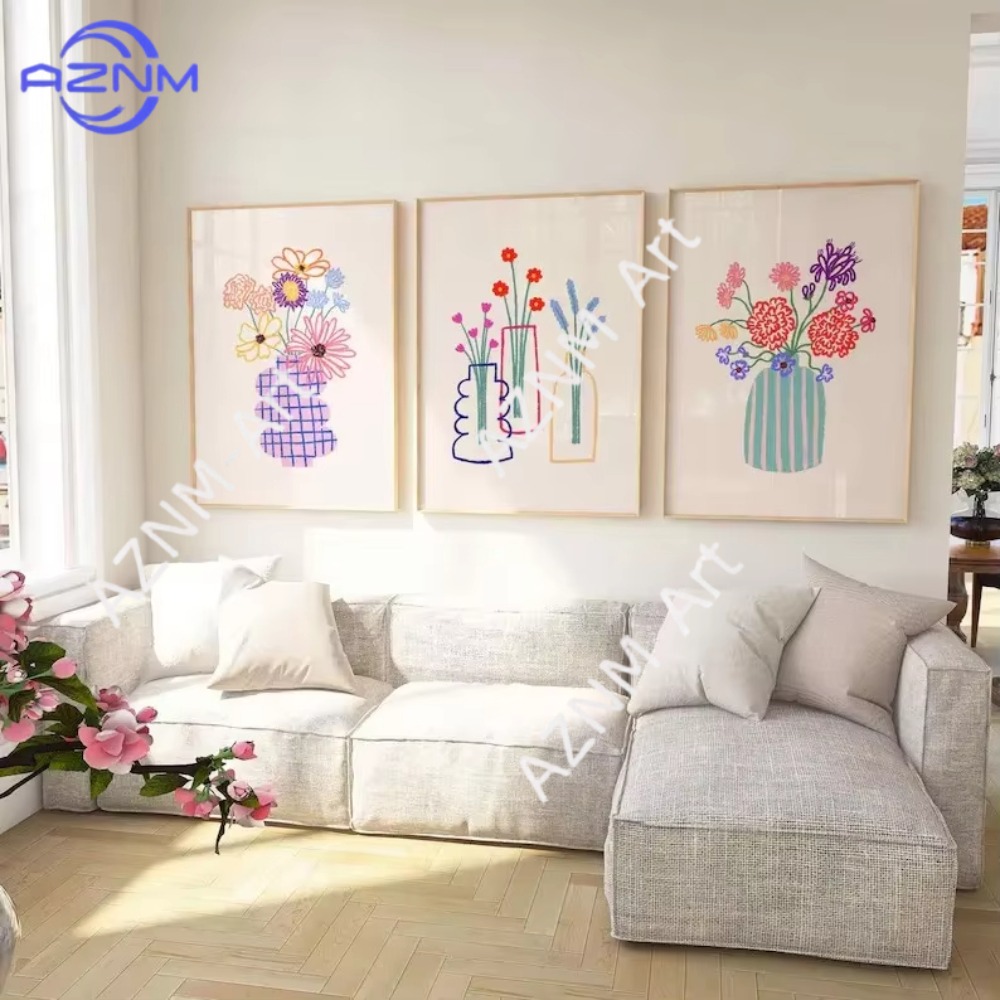 Flower Girl Basket - 1/3pcs 추상 꽃병 파스텔 꽃 꽃다발