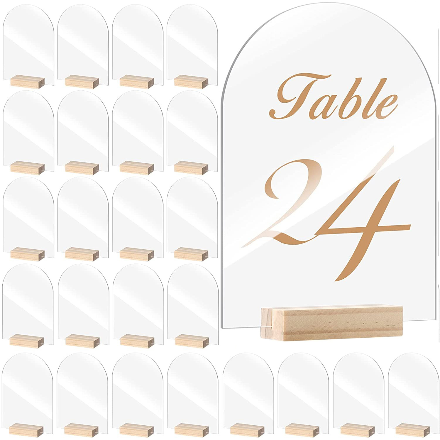 Table Number Gold - 아치 아크릴 사인 세트, 빈 투명