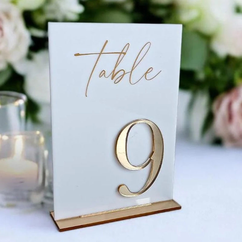 Table Number Gold - 결혼식 및 피로연 테이블 넘버, 골드