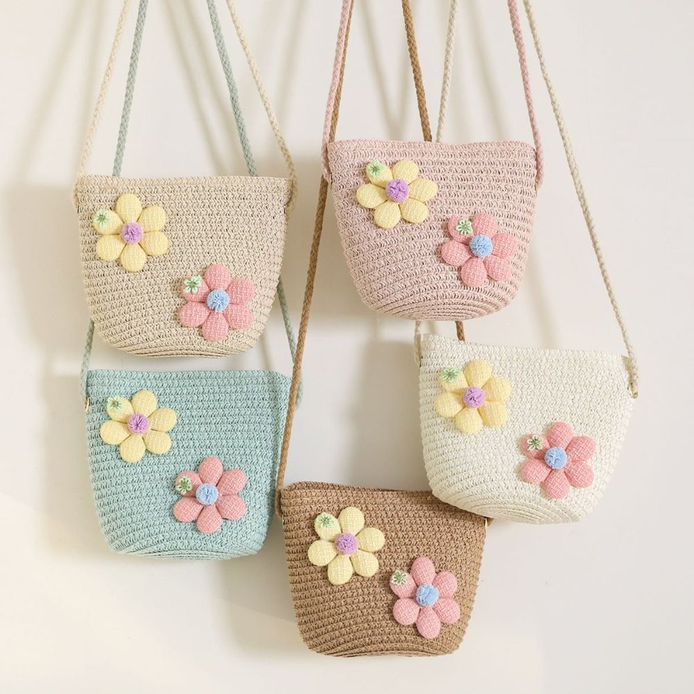 수제 꽃무늬 밀짚 가방 지퍼 동전 지갑 어린이 메신저  - Flower Girl Basket 리뷰 및 가격