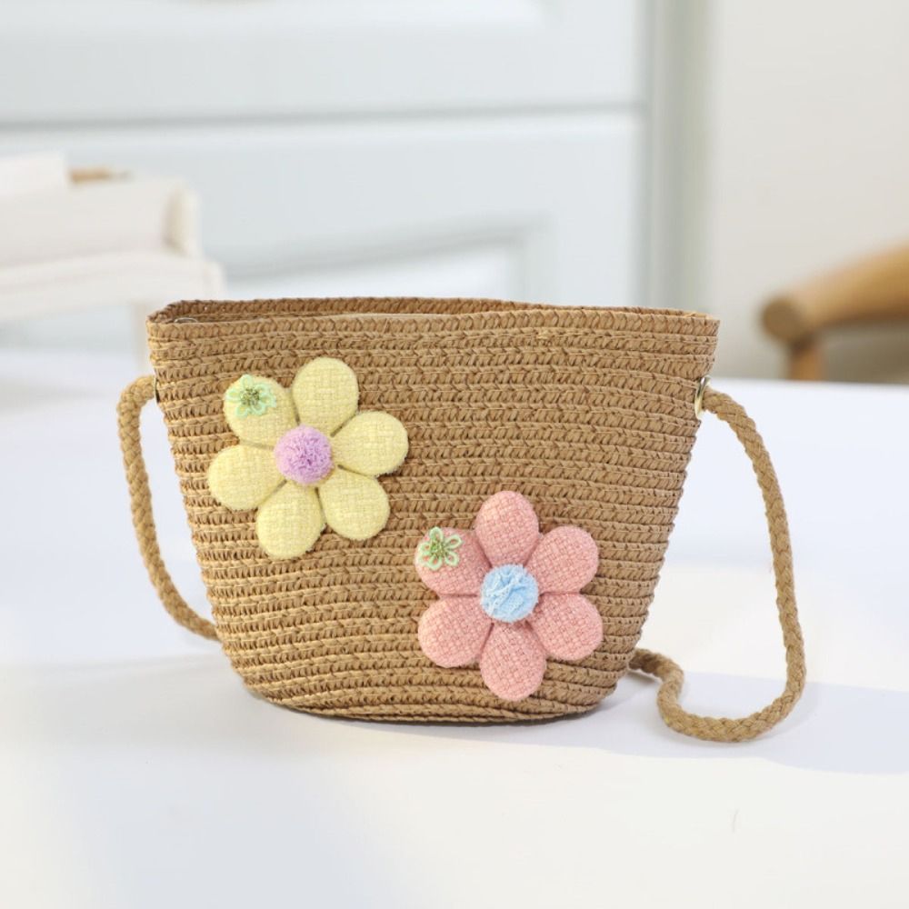 수제 꽃무늬 밀짚 가방 지퍼 동전 지갑 어린이 메신저  - Flower Girl Basket 리뷰 및 가격