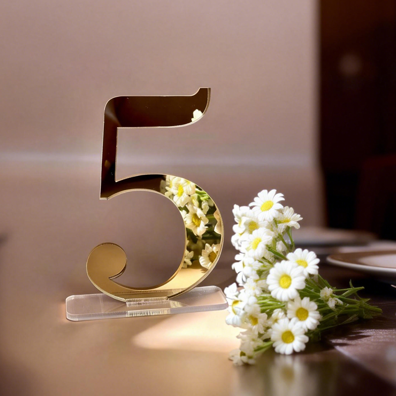 홀더가 있는 웨딩 테이블 번호, 아크릴 테이블 번호,  - Table Number Gold 리뷰 및 가격
