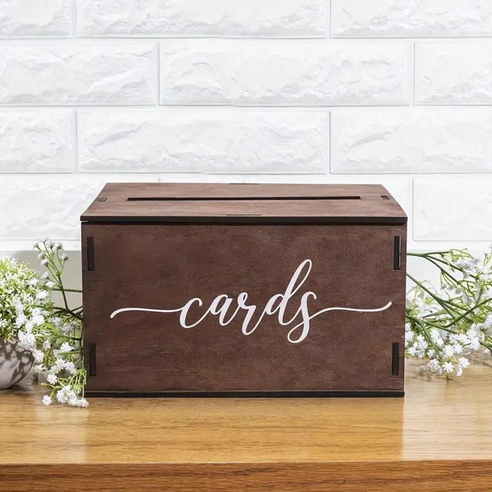 새로운 나무 웨딩 카드 상자 뚜껑이 있는 장식용 기념품 - Wedding Card Box 리뷰 및 가격