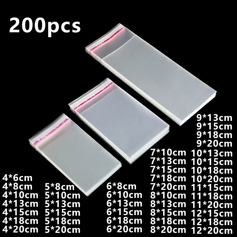 200pcs 투명 셀로판 가방 쿠키 캔디 플라스틱 주머 - Wedding Card Box 리뷰 및 가격