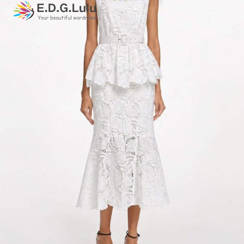 EDGLuLu 빈티지 홀로우 레이스 자수 플라워 투피스 - Wedding Lulu 리뷰 및 가격