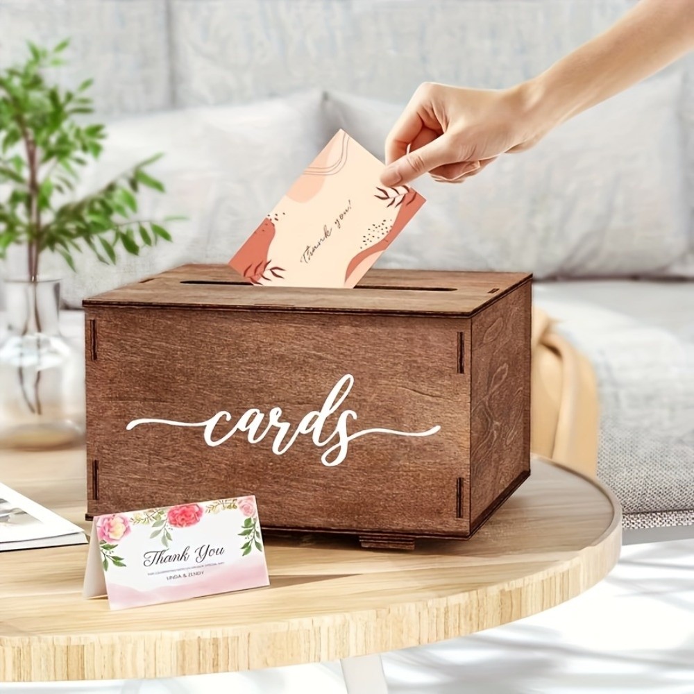 새로운 나무 웨딩 카드 상자(뚜껑 포함) 장식용 선물  - Wedding Card Box 리뷰 및 가격