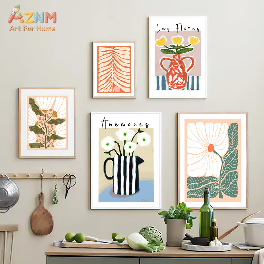 AZNM Boho 꽃무늬 캔버스 벽 예술 추상 꽃병 나 - Flower Girl Basket 리뷰 및 가격