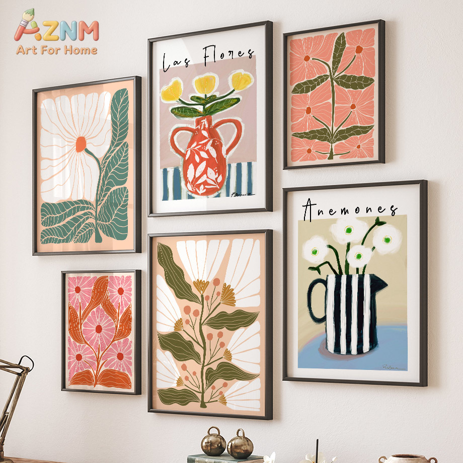 AZNM Boho 꽃무늬 캔버스 벽 예술 추상 꽃병 나 - Flower Girl Basket 리뷰 및 가격