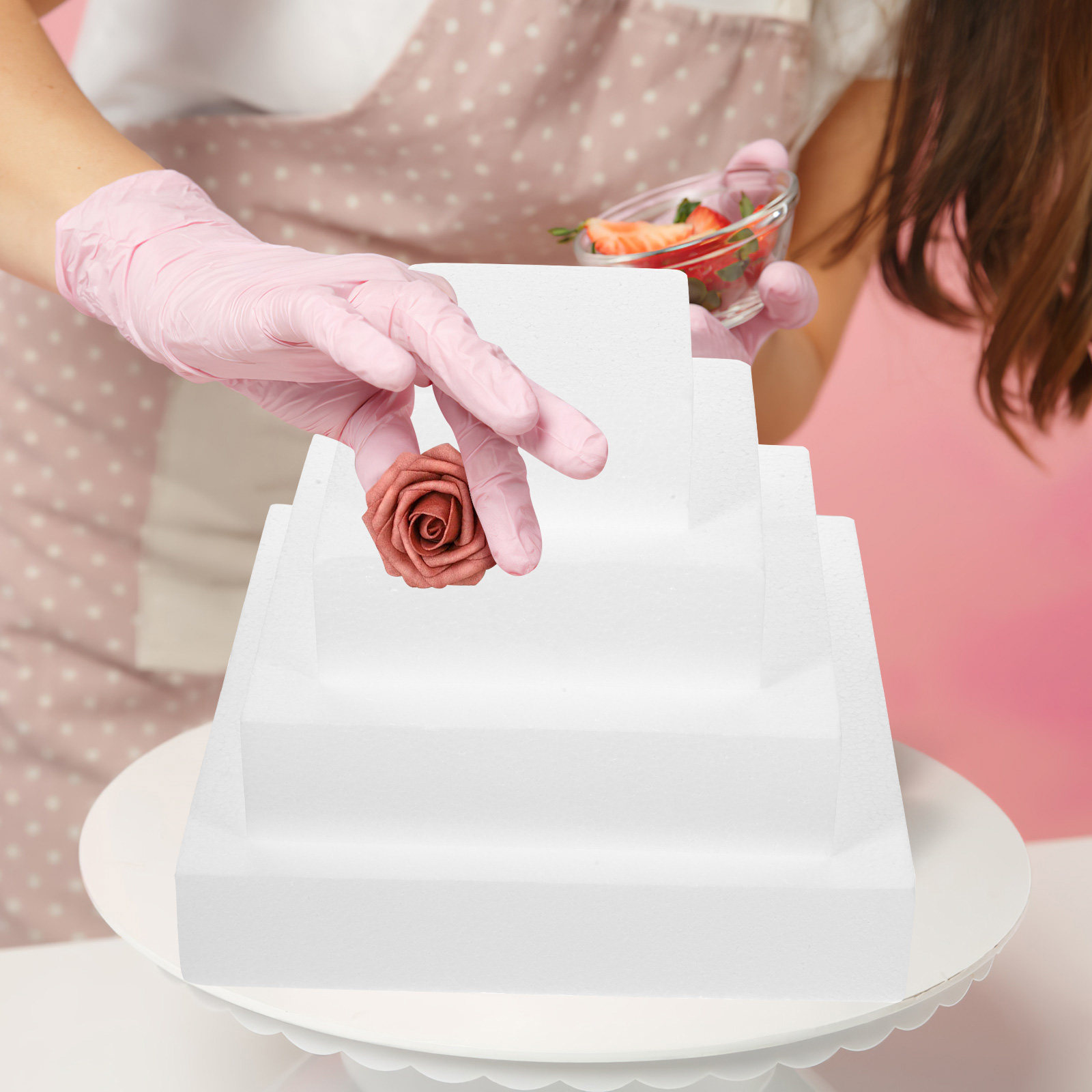 4개입 폼 케이크 모형, 정육면체 모양, 흰색, 재사용 - Wedding Cake Supply 리뷰 및 가격
