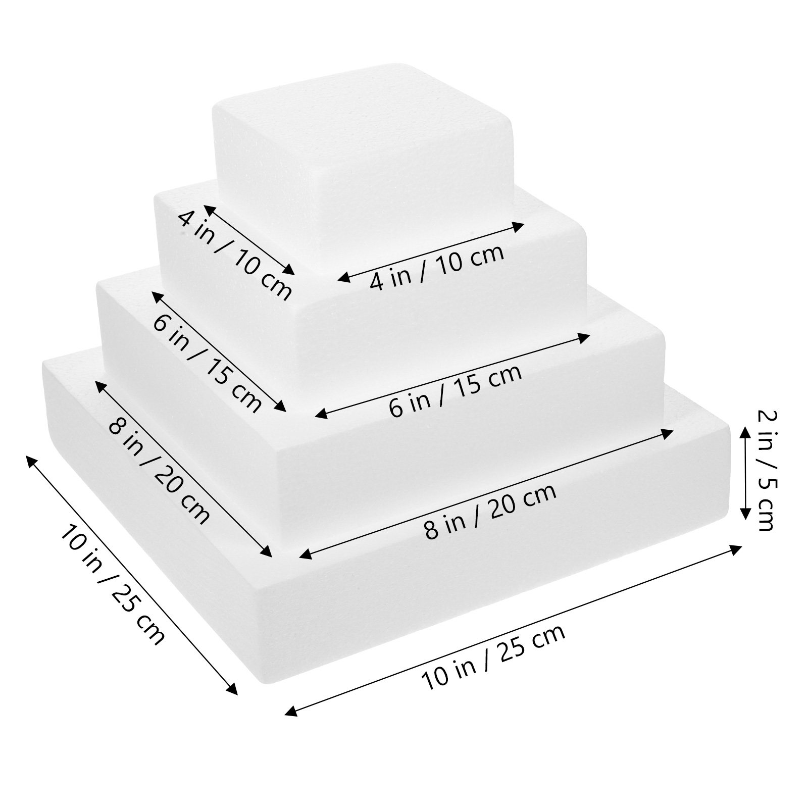 4개입 폼 케이크 모형, 정육면체 모양, 흰색, 재사용 - Wedding Cake Supply 리뷰 및 가격